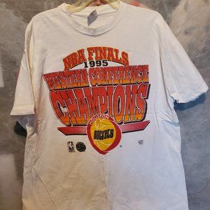 Mens XL Vintage 1995 NBA Western Conference Finals Houston Rockets White T-shirt